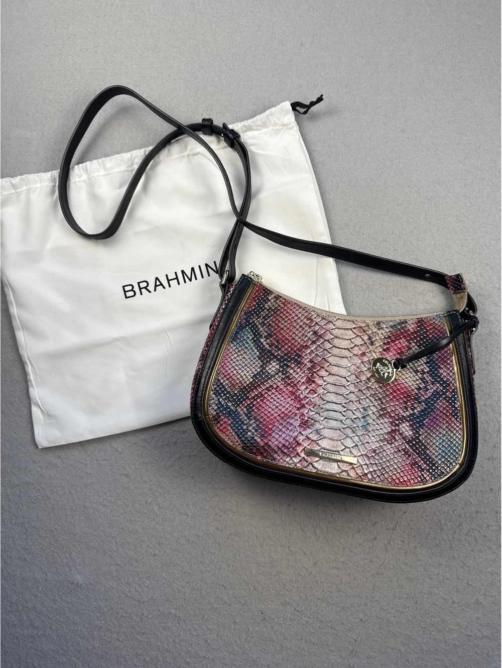 RARE! Brahmin Shayna crossbody multi Ainsley colorway Leather Crossbody Bag
